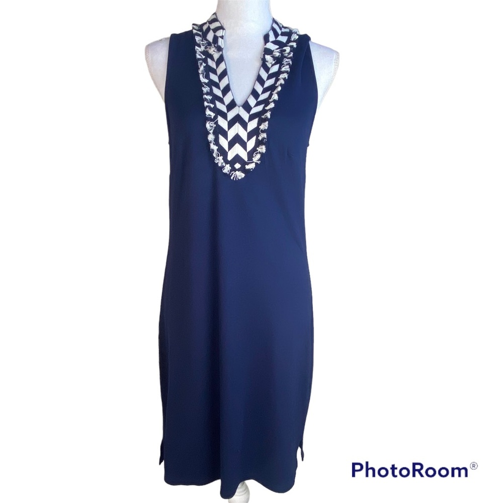 Crown & Ivy Navy White Sleeveless Knit Dress XS NWT Nautical Patriotic Preppy